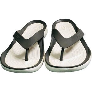 CROCS Dark Gray and White Swiftwater Flip Flop Sandals